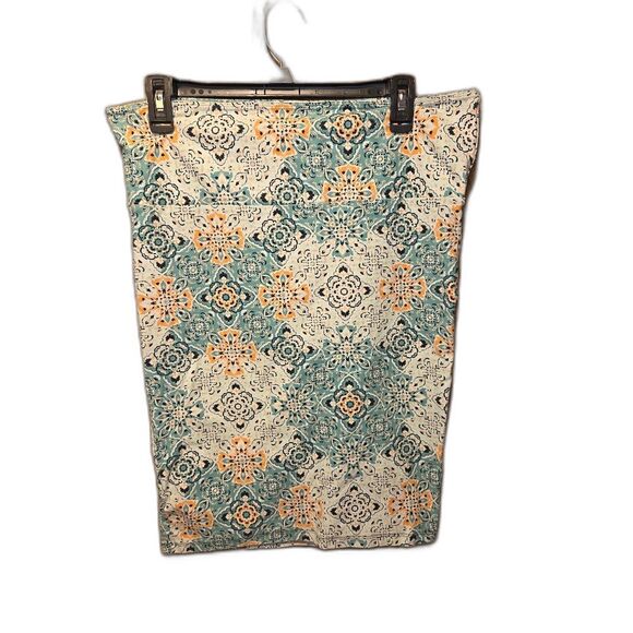 Torrid Aqua Blue Floral Geometric Foldover Pencil Skirt, Size Large - Picture 2 of 5